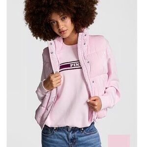 VS Pink Puffer marshmallow vest - Women’s Light Pink Quilted Coat